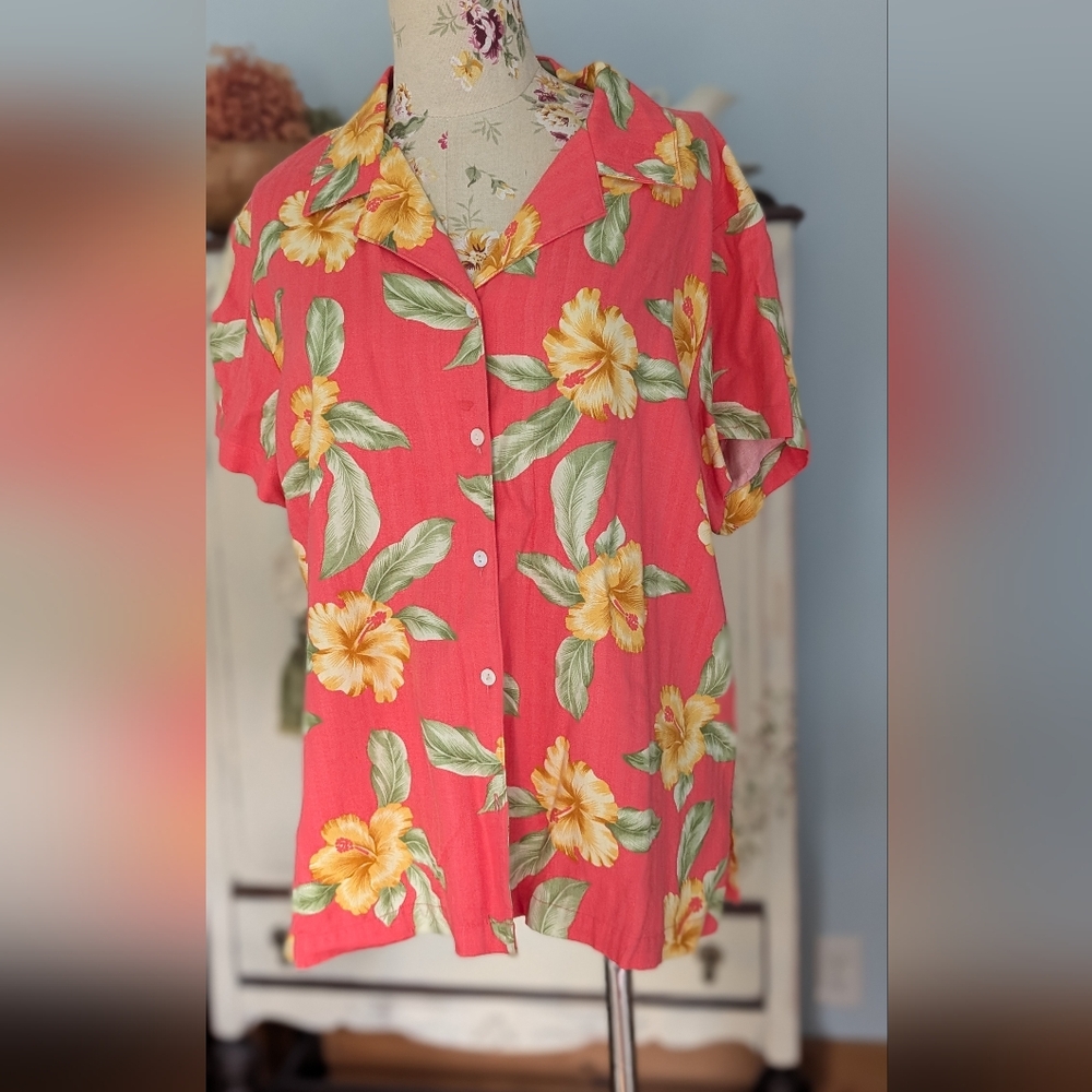Beecher Brook‎ Floral Button-Up Orange - Pink - 00003
